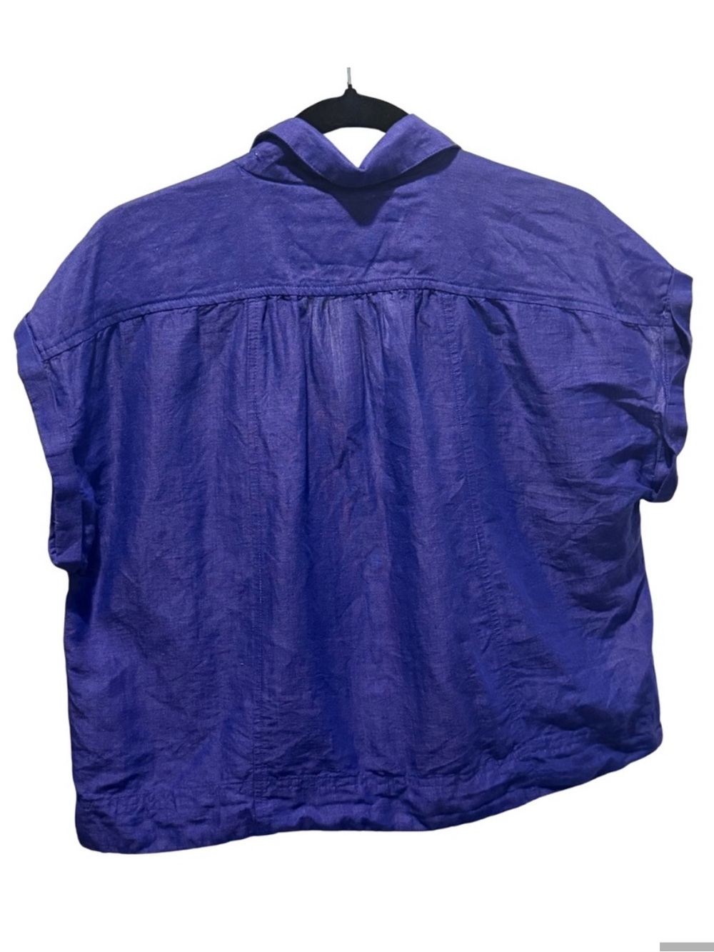 Anthropologie Linen Cotton Blend Short Sleeve Cropped Collard Shirt Size Medium - Picture 3 of 5